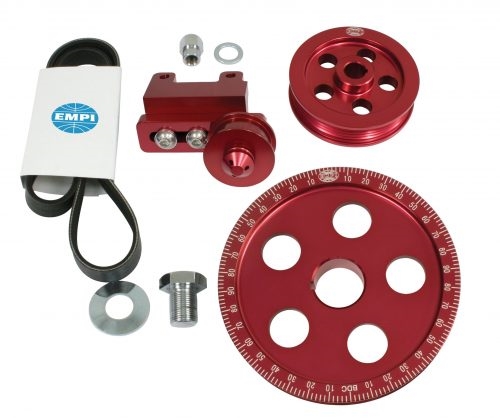 EMPI 18-1071 - SERPENTINE BELT PULLEY SYSTEM (RED ANODIZED)