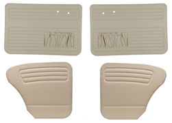 Convertible Bug -67-72 Full Set; 4pc - AUTHENTIC DOOR PANELS - SMOOTH VINYL - FULL SET - WITH POCKETS