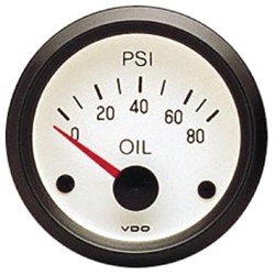 VDO V350240 - WHITE COCKPIT SERIES GAUGES - OIL PRESSURE GAUGE, 0-80 PSI