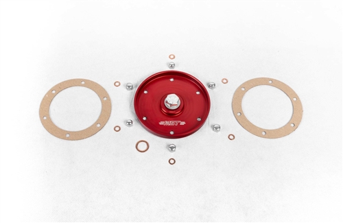 MST - RED - BILLET OIL SUMP COVER PLATE WITH GASKETS & DRAIN PLUG