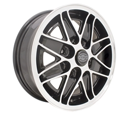 EMPI 10-1100 - COSMO RIM - Gloss Black w/ Polished Lip & Face - ET 35 - BS 4.5 - 60* SEAT -4x130 - 15"X5.5"