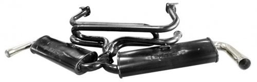 Dual Quiet Pack Exhaust System w/ Chrome Tips - 1 3/8" - Bug & Ghia - 1963-1971 - EMPI 3648