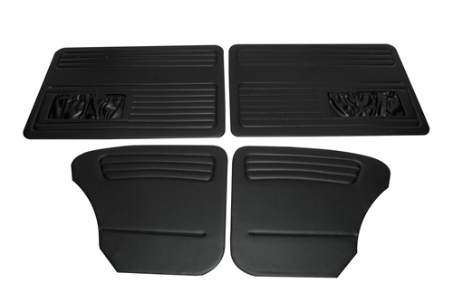 4 PC Door Panel Kit, Black with Pocket, Bug Sedan 1958-1964, EMPI 4852