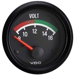 VDO V332041 - BLACK COCKPIT SERIES GAUGES - VOLTMETER GAUGE, 8-16 VOLTS