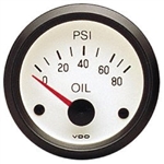 VDO V350240 - WHITE COCKPIT SERIES GAUGES - OIL PRESSURE GAUGE, 0-80 PSI