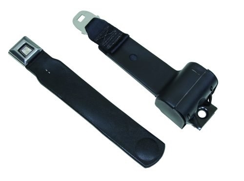2 Point Retractable Lap Belt w/ Push Button Latch w/ Hardware  -  Black  -  Pair  -  3847