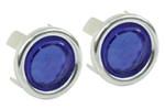 Blue Dots  w/ Chrome Ring  -  Pair  -  9491