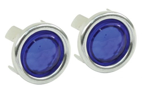 Blue Dots  w/ Chrome Ring  -  Pair  -  9491